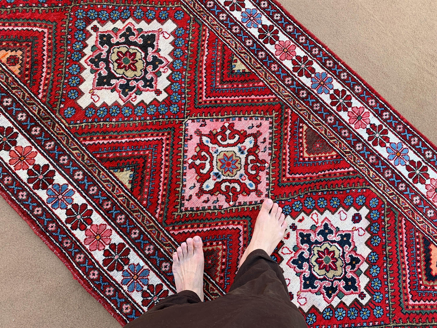 Amazing Afghan Runner Rug 4x10 Ft Hand Knotted Vintage Runner Rug, Geometric Oriental Rug, Turkmen Tribal Rug Hallway Runner Rug 110x310 Cm