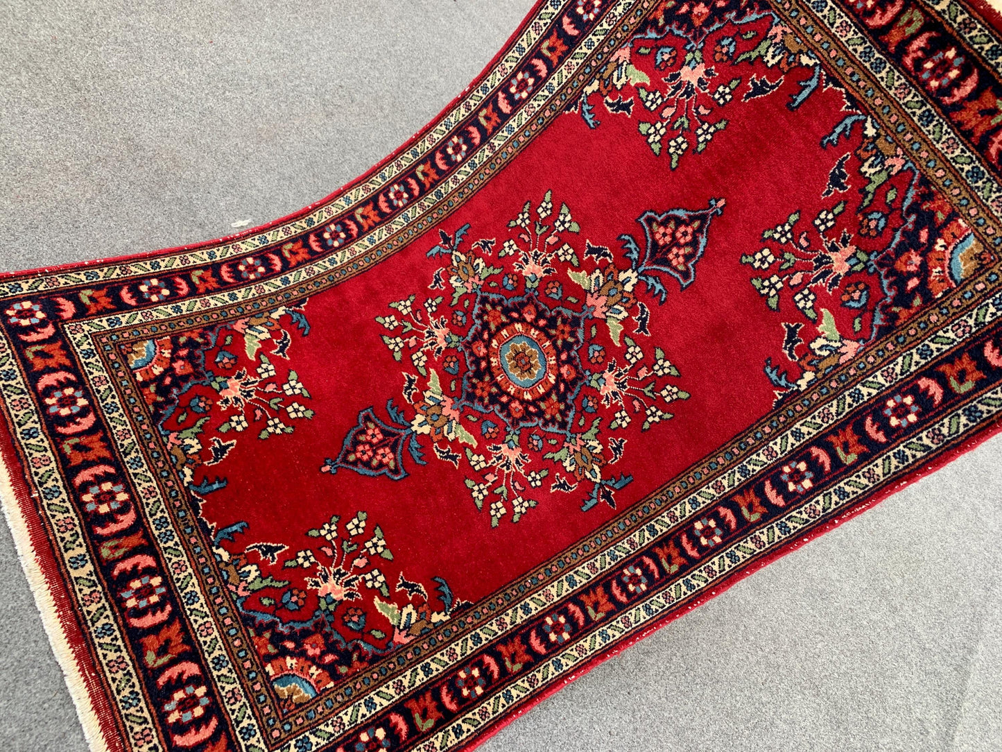 2x4 Ft Vintage Red Rug, Afghan Hand knotted Wool Rug, Geometric Area Rug, Oriental Rug Amazing Rug, Small Hallway Rug, Small Kitchen Rug etc