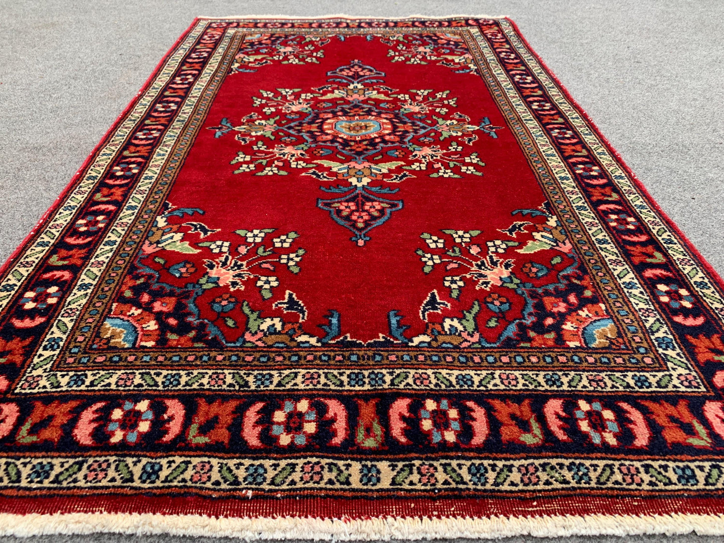 2x4 Ft Vintage Red Rug, Afghan Hand knotted Wool Rug, Geometric Area Rug, Oriental Rug Amazing Rug, Small Hallway Rug, Small Kitchen Rug etc