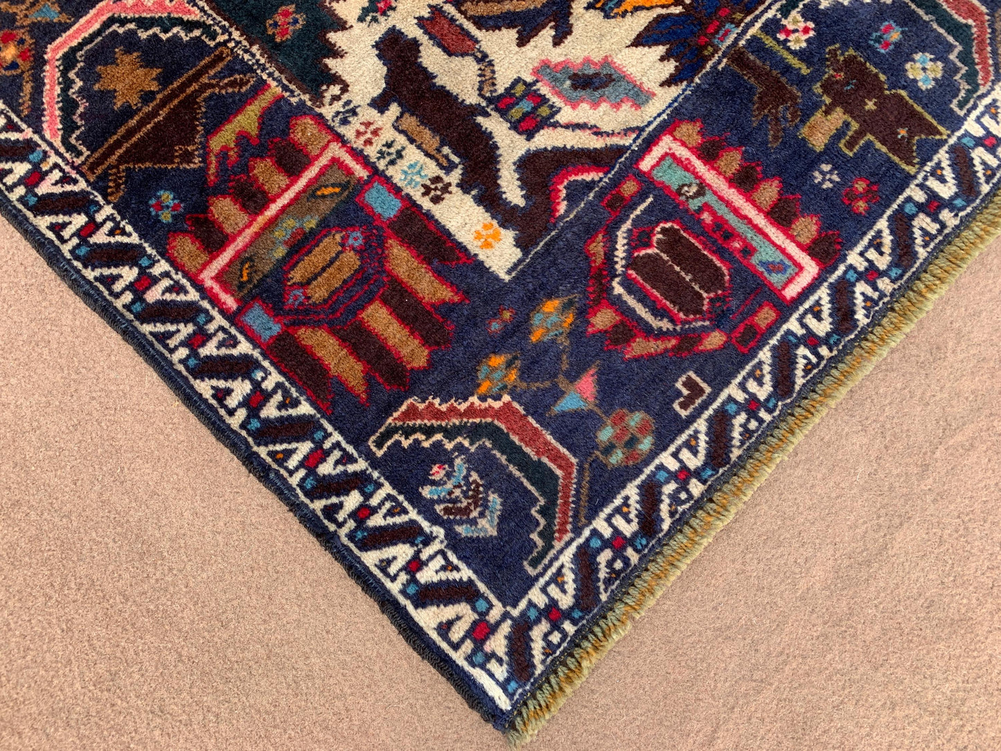 3x4 Ft Vintage Baluchi Rug, Afghan Hand Knotted Rug, Oriental Wool Rug, Herati Area Rug, Best for Office Rug, Good Pile Rug, Bedroom Rug etc