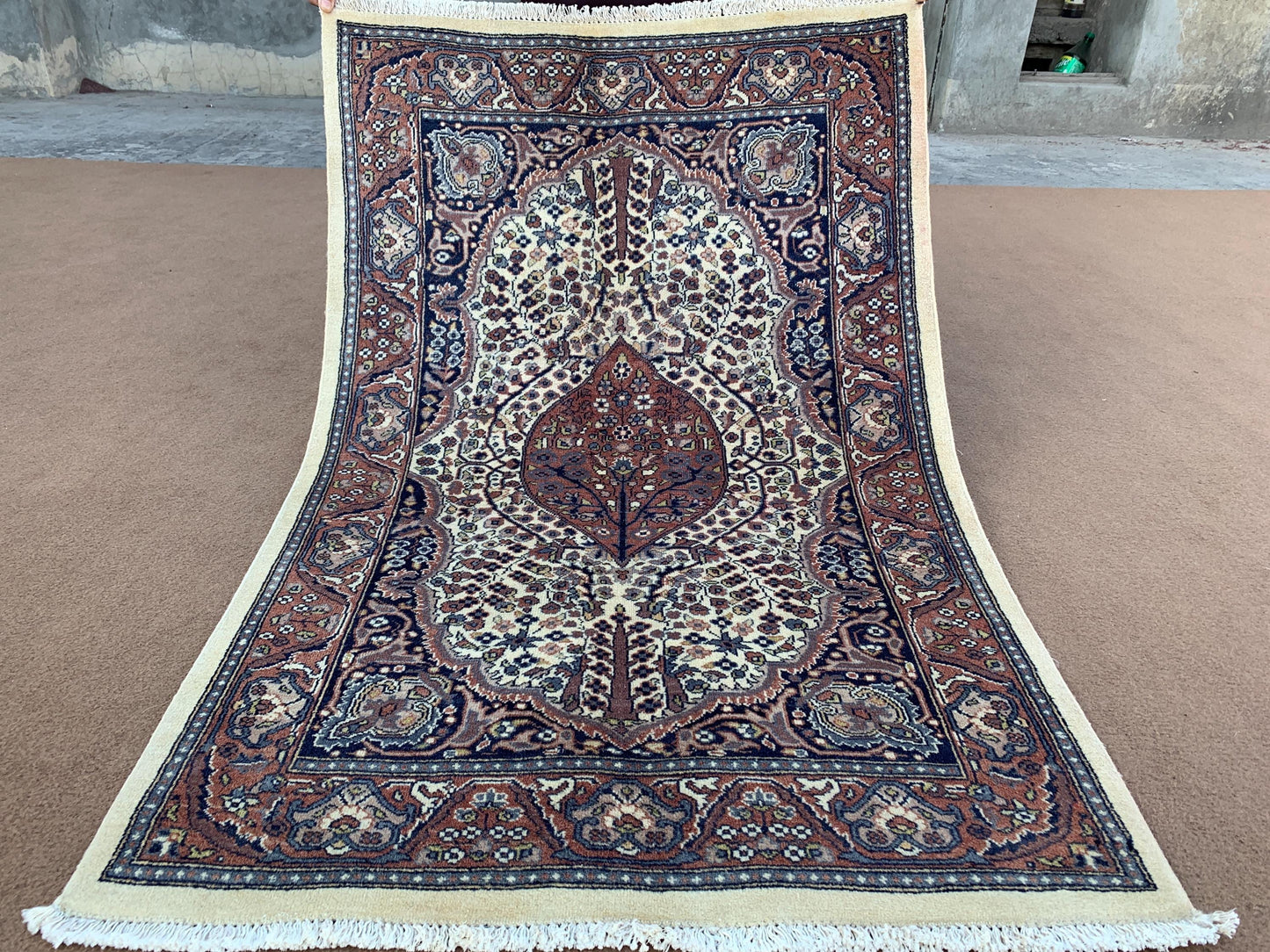 Amazing Afghan Rug, 3x4 ft Natural Hand Knotted Vintage Rug, Turkmen Tribal Rug, Geometric Area rug, Good Quality Rug, Best for Office Rug.