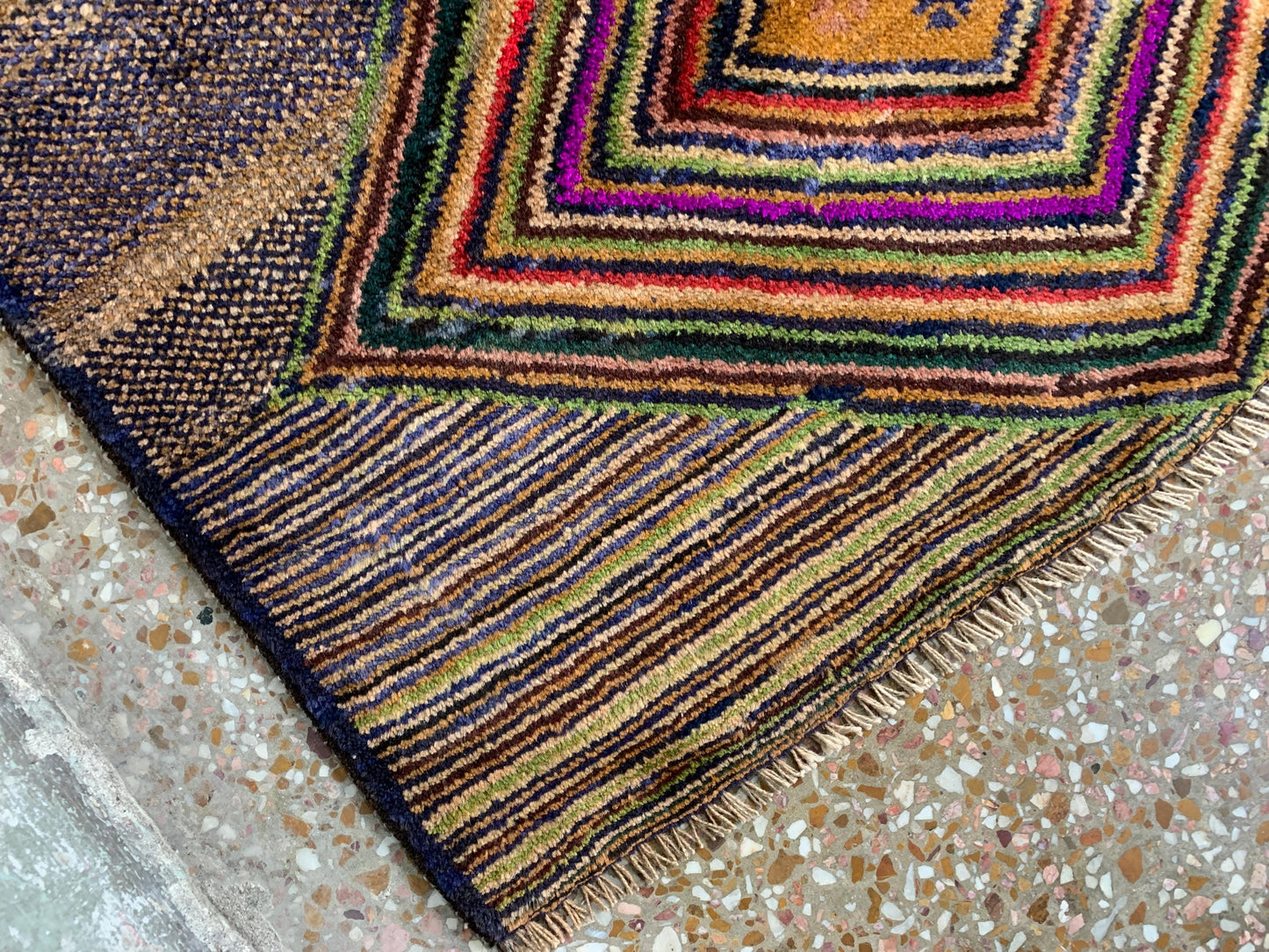 3x4 Ft Vintage Rug, Geometric design Rug, Afghan Handmade Rug, High Pile Rug Baluchi Oriental Rug, Best for Hallway Kitchen Bedroom Rug etc.