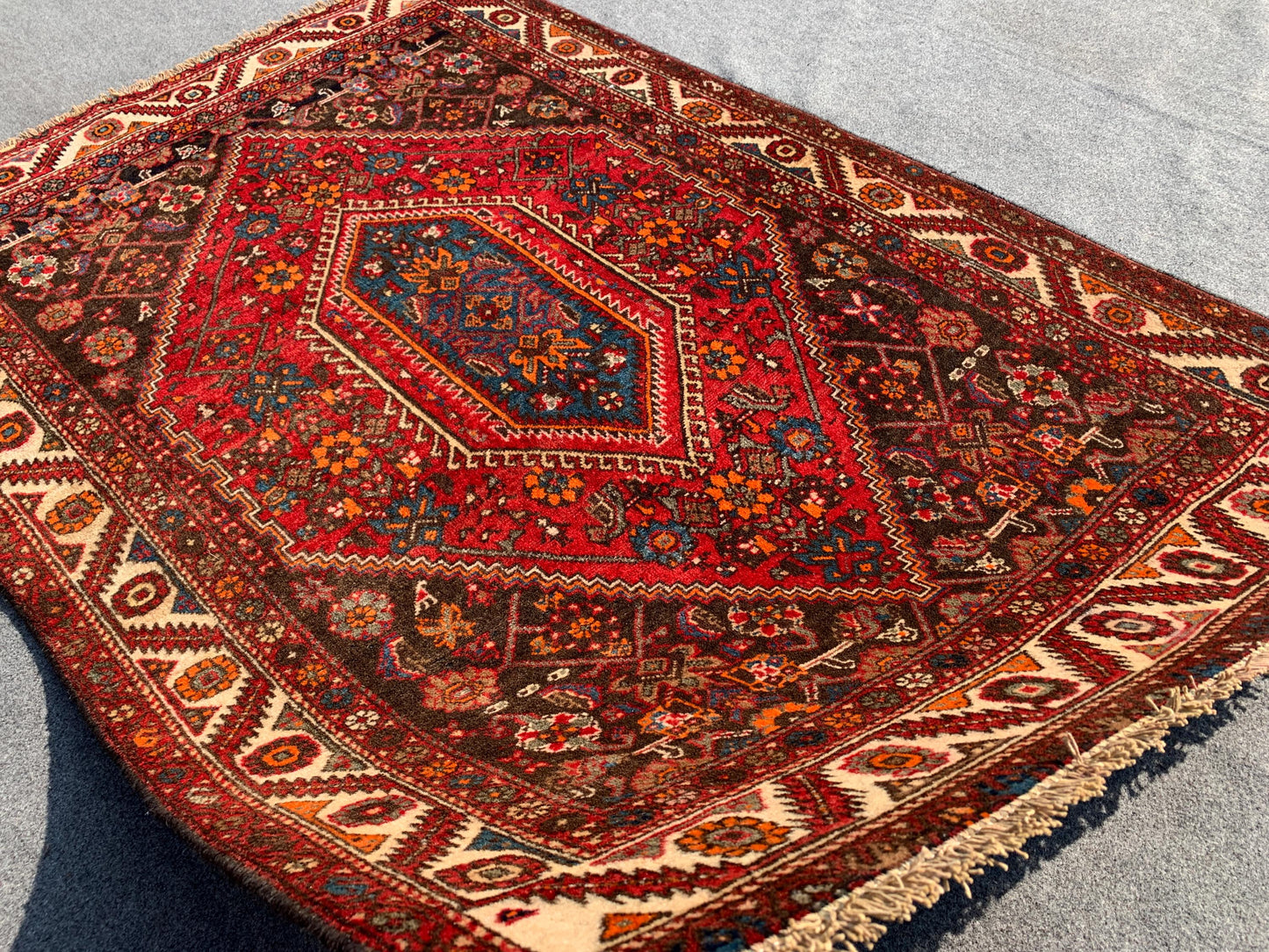 3x5 One of a kind vintage Rug, Natural Afghan Hand Knotted Wool Rug, Geometric Area Rug, High Pile Rug, Rugs for Bedroom Office Kitchen Rug.