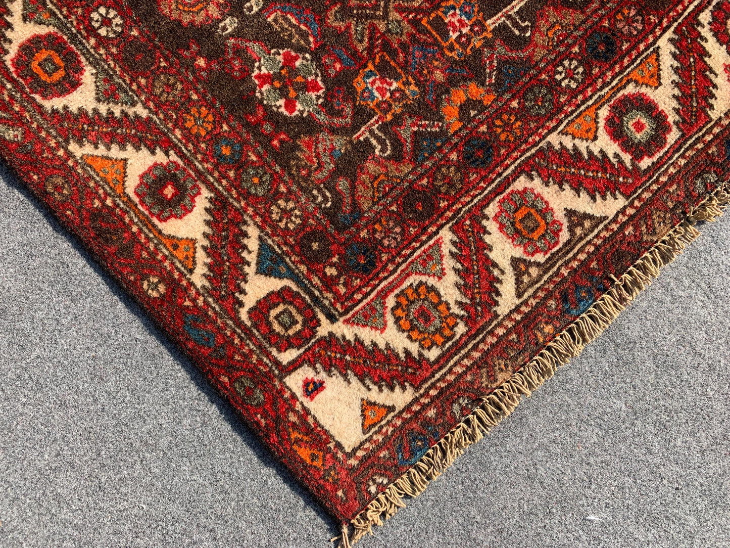 3x5 One of a kind vintage Rug, Natural Afghan Hand Knotted Wool Rug, Geometric Area Rug, High Pile Rug, Rugs for Bedroom Office Kitchen Rug.
