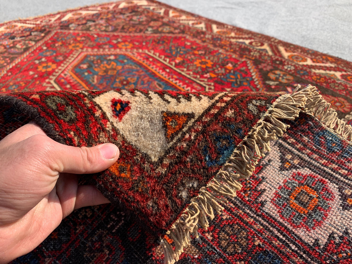 3x5 One of a kind vintage Rug, Natural Afghan Hand Knotted Wool Rug, Geometric Area Rug, High Pile Rug, Rugs for Bedroom Office Kitchen Rug.