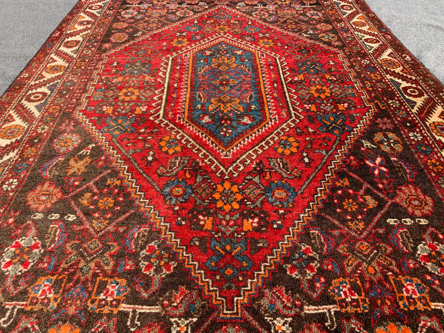 3x5 One of a kind vintage Rug, Natural Afghan Hand Knotted Wool Rug, Geometric Area Rug, High Pile Rug, Rugs for Bedroom Office Kitchen Rug.