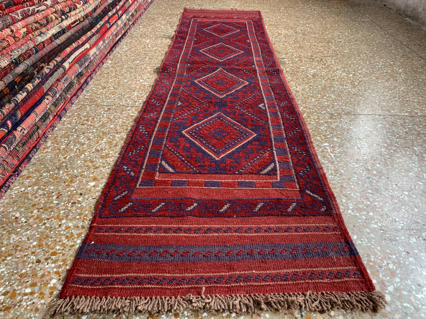 Runner Rug, 2x8 Ft Afghan Hand Knotted Runner Rug, Mashwani Runner Rug, Vintage Geometric Runner Rug, Oriental Wool Rug, Hallway Runner Rug.