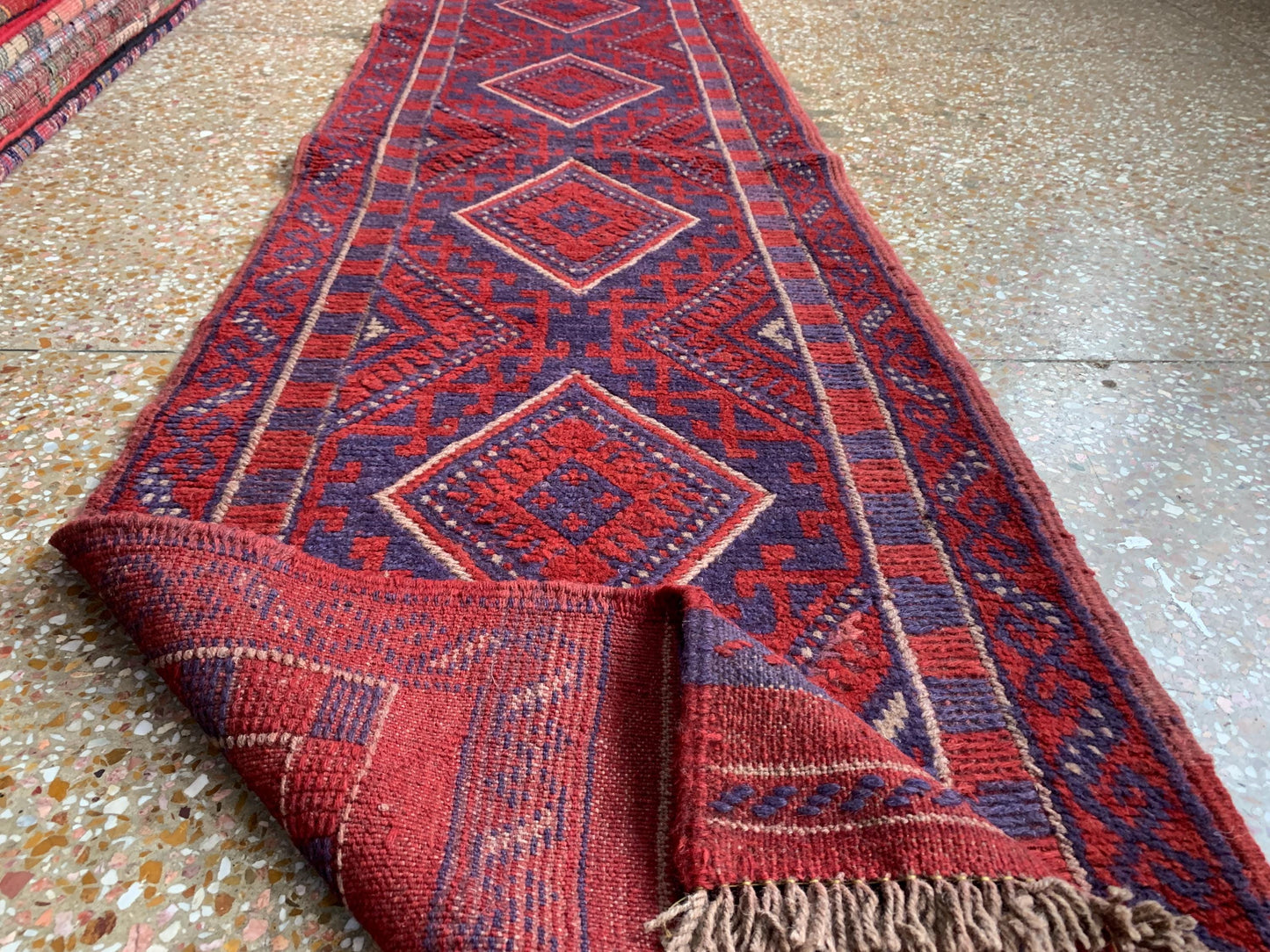 Runner Rug, 2x8 Ft Afghan Hand Knotted Runner Rug, Mashwani Runner Rug, Vintage Geometric Runner Rug, Oriental Wool Rug, Hallway Runner Rug.