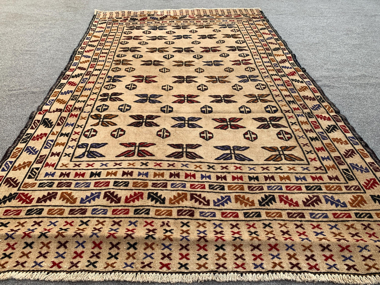 4x7 Antique Soumak kilim Rug, Afghan Handmade Vintage kilim Rug, Turkmen Soumak Rug, Oriental Wool Rug, Wall Decor Rug, Bedroom Hallway Rug.