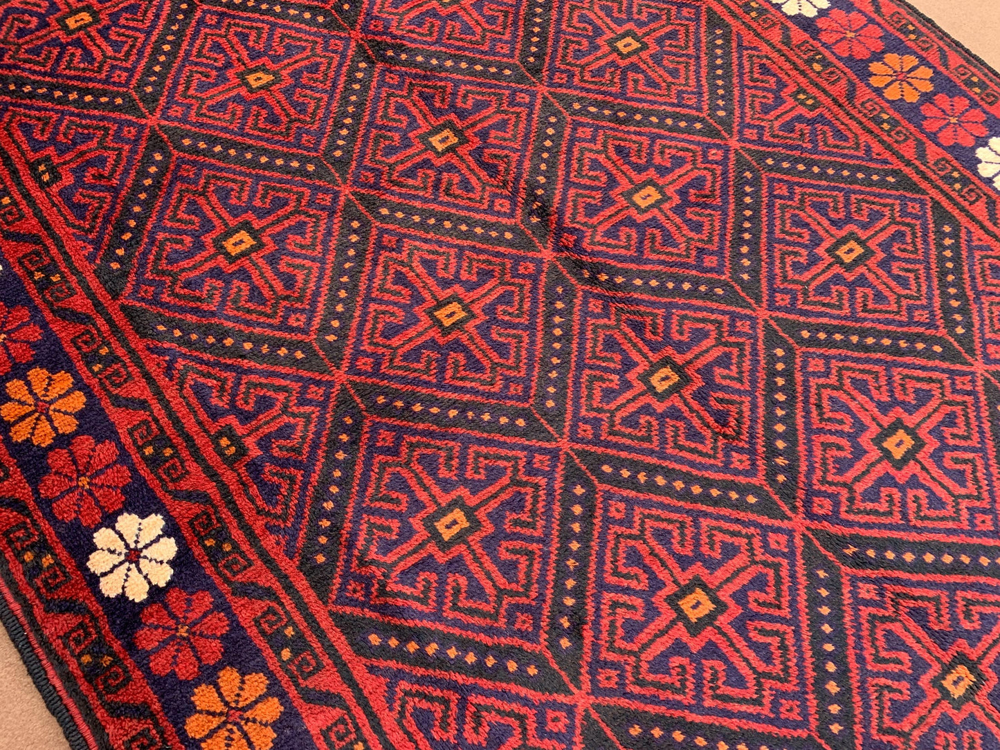One of a kind Vintage Rug 5x7 ft Afghan Handmade Wool Rug, Oriental Turkmen Rug, Geometric Area Rug Home Decor Rug, Bedroom Living Room Rug.
