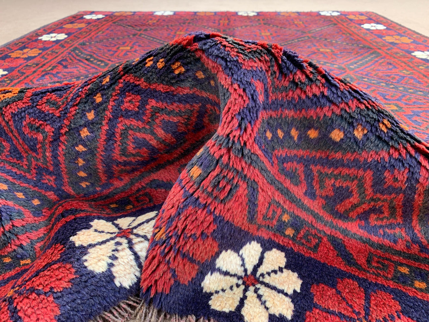One of a kind Vintage Rug 5x7 ft Afghan Handmade Wool Rug, Oriental Turkmen Rug, Geometric Area Rug Home Decor Rug, Bedroom Living Room Rug.