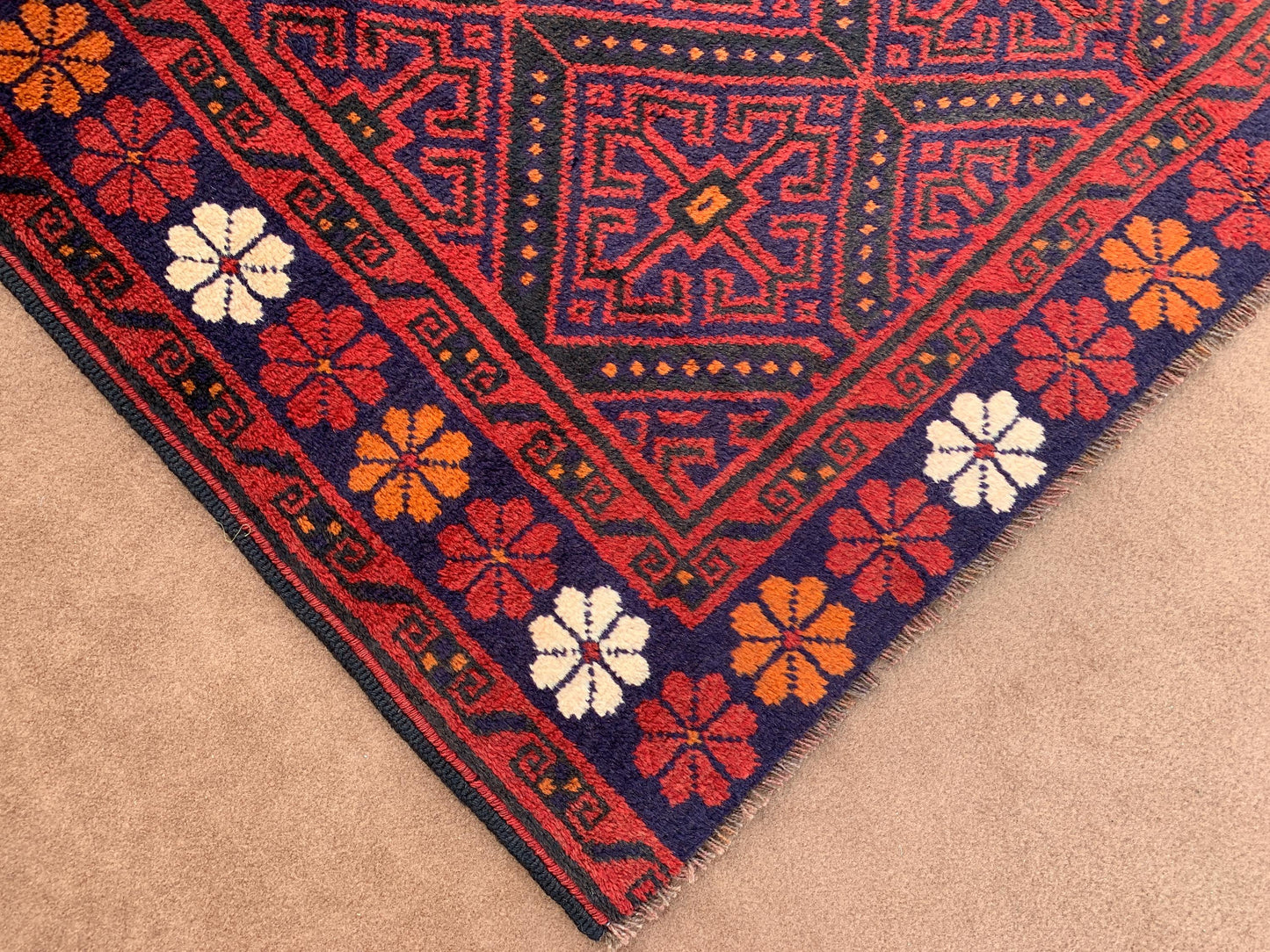 One of a kind Vintage Rug 5x7 ft Afghan Handmade Wool Rug, Oriental Turkmen Rug, Geometric Area Rug Home Decor Rug, Bedroom Living Room Rug.