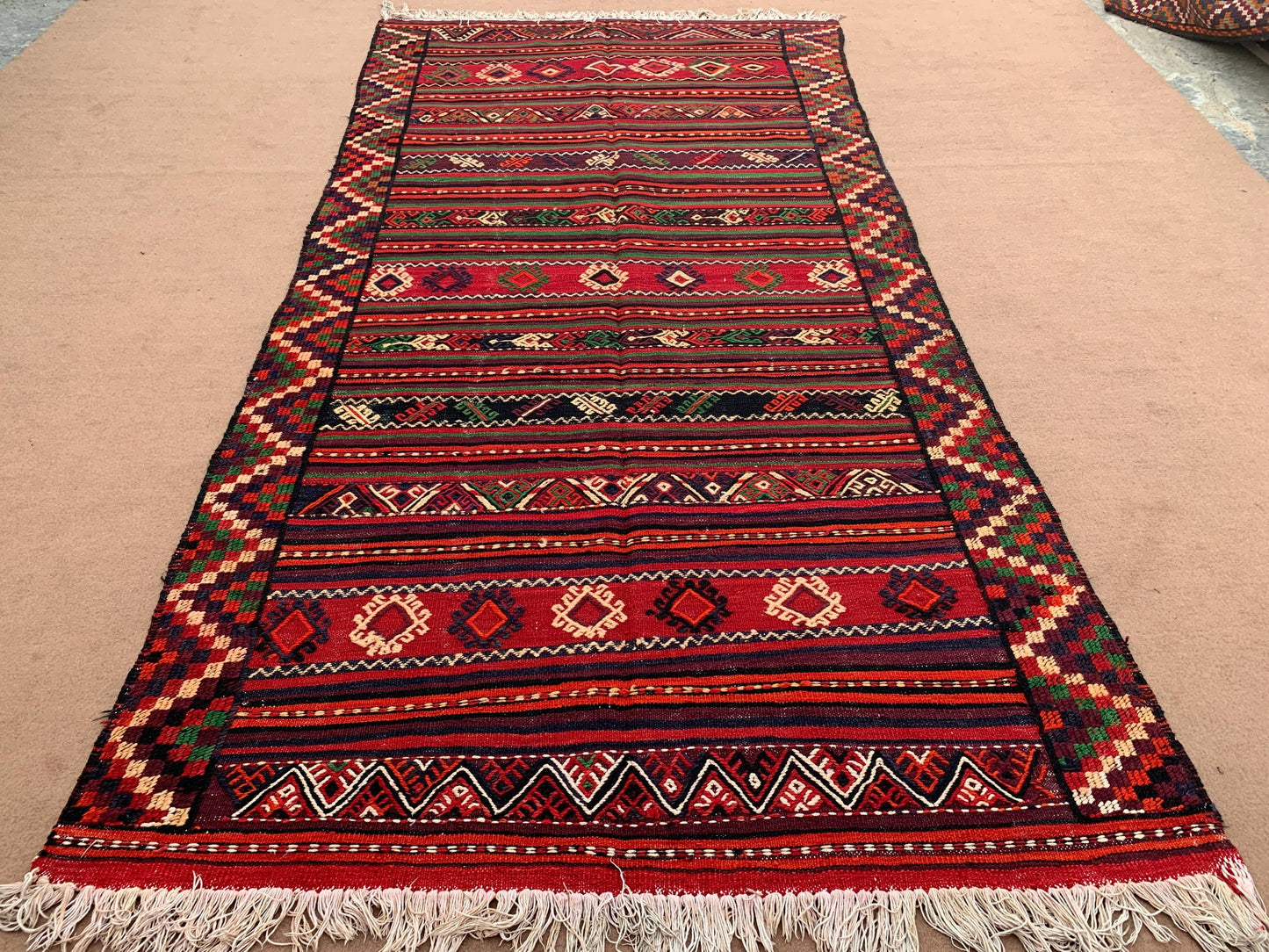 5x10 Ft Antique Afghan kilim Rug, Hand Knotted Wool kilim Rug, Oriental Flatweave kilim Rug, Vintage Striped Rug, Bedroom Living Room Rug.