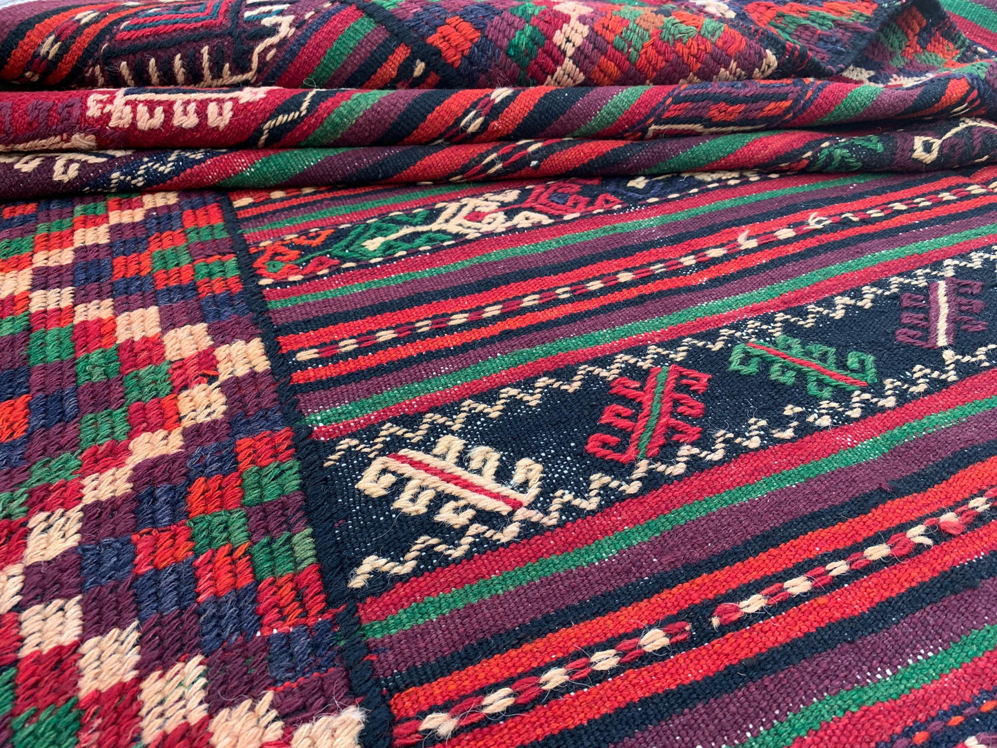 5x10 Ft Antique Afghan kilim Rug, Hand Knotted Wool kilim Rug, Oriental Flatweave kilim Rug, Vintage Striped Rug, Bedroom Living Room Rug.