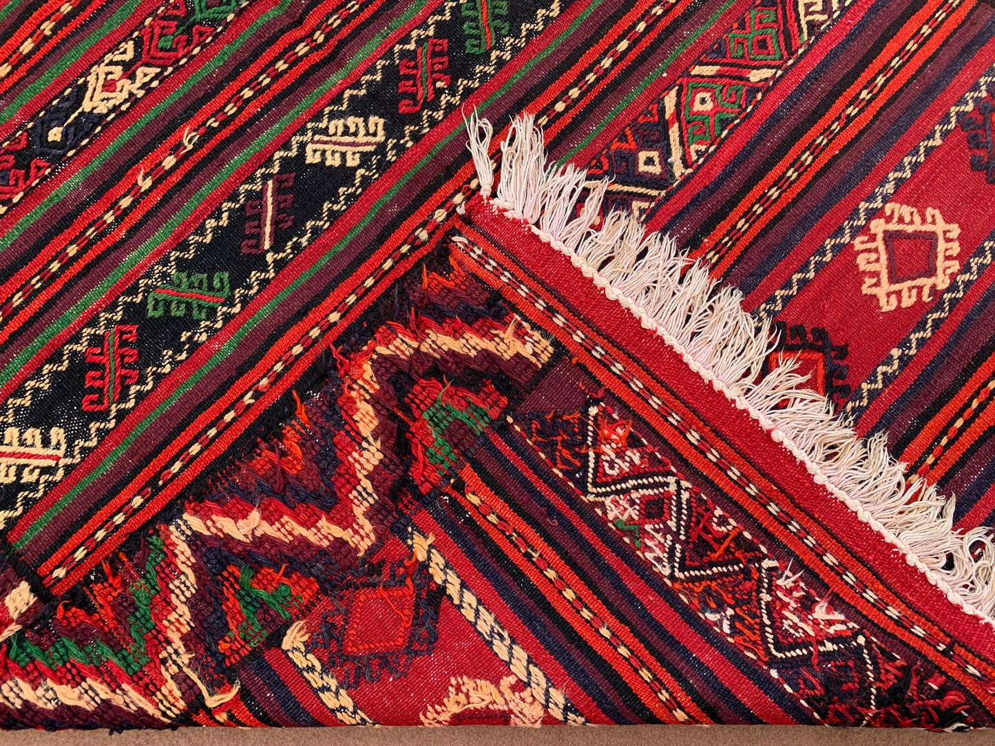 5x10 Ft Antique Afghan kilim Rug, Hand Knotted Wool kilim Rug, Oriental Flatweave kilim Rug, Vintage Striped Rug, Bedroom Living Room Rug.