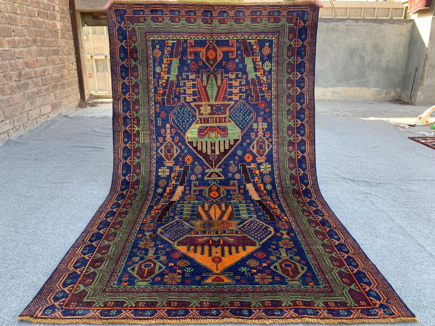 3x6 Ft Floral Vintage Rug, Natural Afghan Hand Knotted Rug, Herat Baluchi Rug, Oriental Wool Rug, One of a kind Rug, Bedroom Rug Hallway Rug