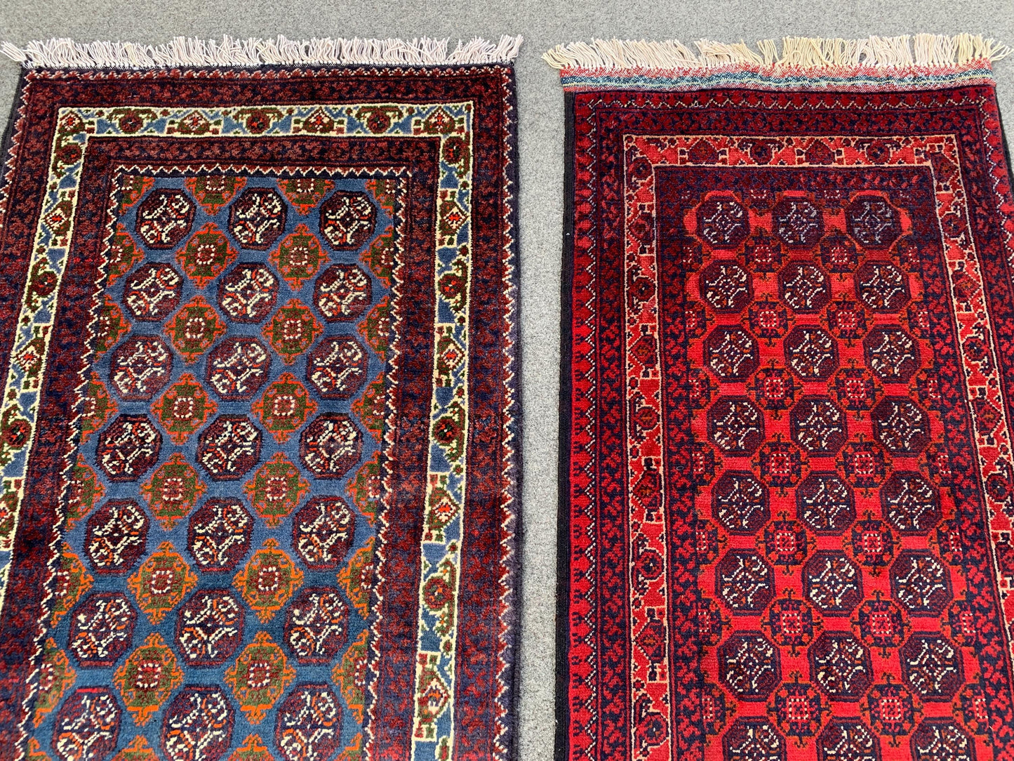 2x3 Ft Small Afghan Rug, Hand knotted Wool Rug, Khoja Roshni Rug Red Blue Rug, Small 2 Piece Rug, Oriental Rug, Rugs for Kitchen Hallway Rug