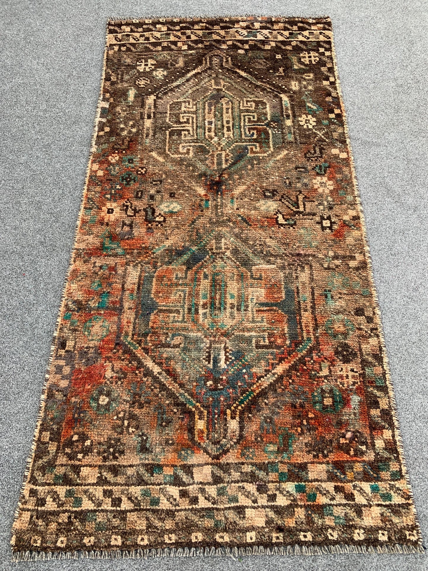 2x5 Ft Antique Runner Rug, Afghan Hand Knotted Runner Rug, Vintage Runner Rug, Oriental Wool Rug, One of a kind Rug, Bedroom Rug Hallway Rug
