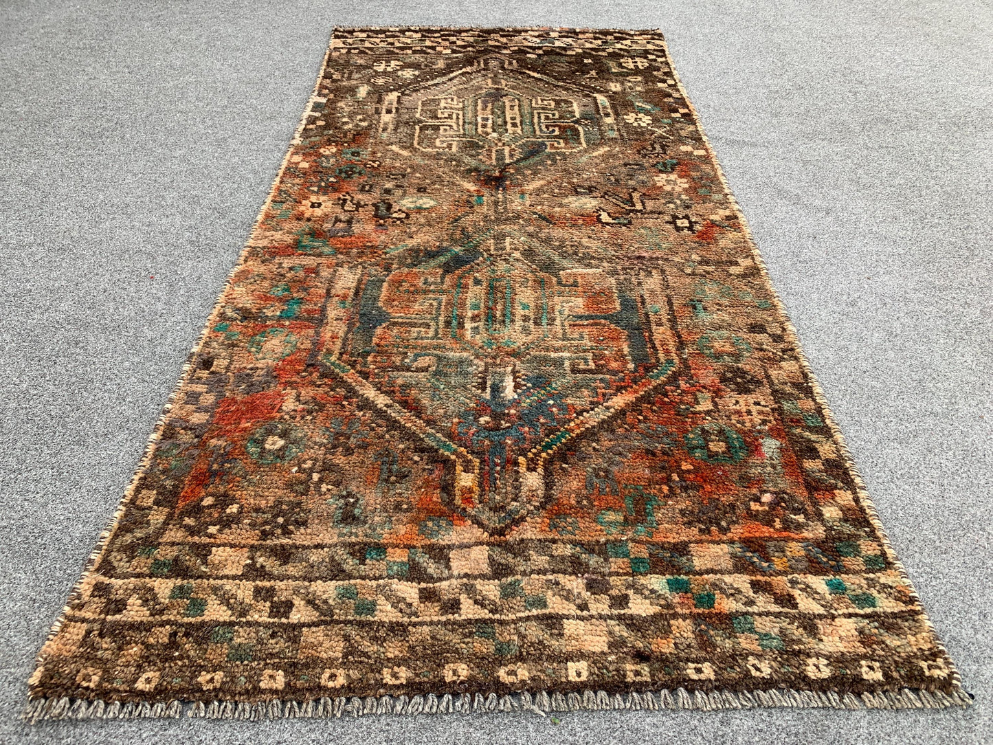 2x5 Ft Antique Runner Rug, Afghan Hand Knotted Runner Rug, Vintage Runner Rug, Oriental Wool Rug, One of a kind Rug, Bedroom Rug Hallway Rug