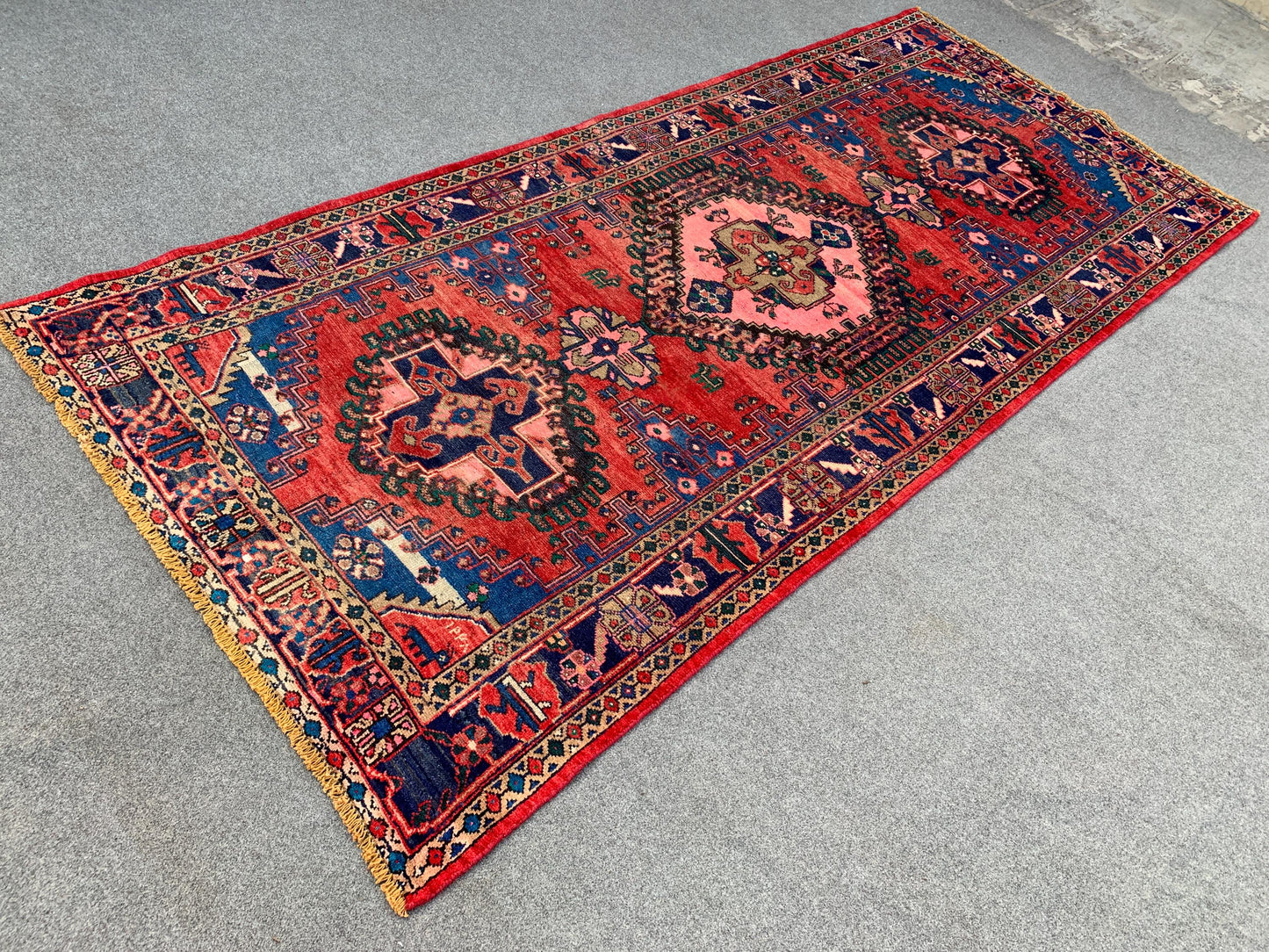 4x9 Ft Runner Rug, Afghan Hand Knotted Runner Rug, Geometric Runner Rug, Vintage Tribal Rug Oriental Runner Rug, Bedroom Hallway Runner Rug.