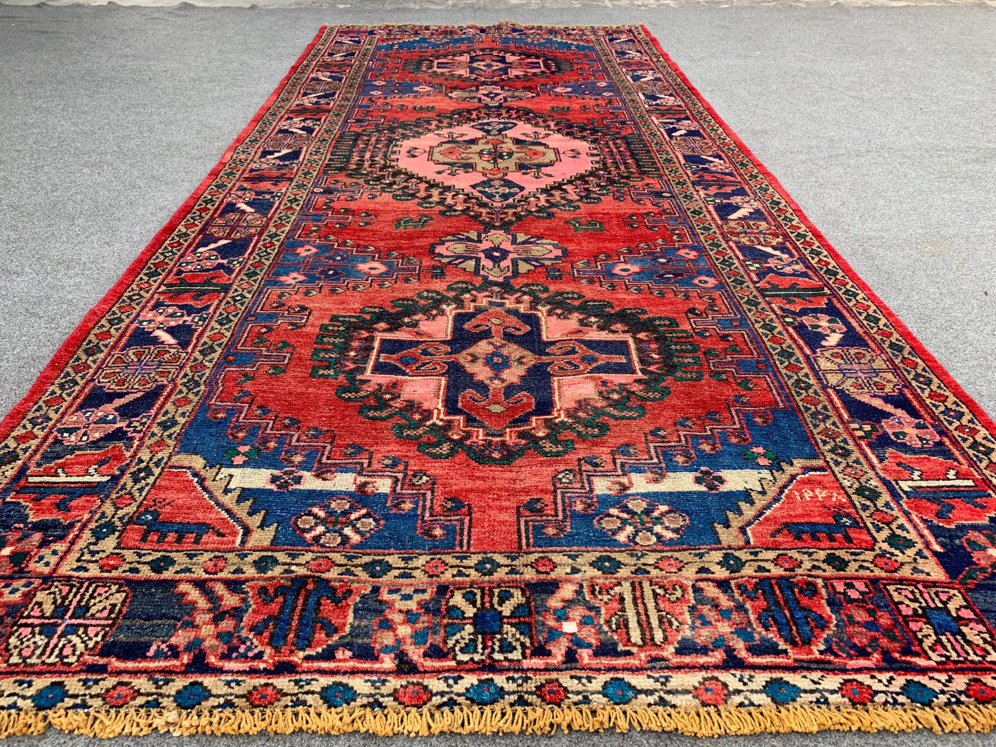 4x9 Ft Runner Rug, Afghan Hand Knotted Runner Rug, Geometric Runner Rug, Vintage Tribal Rug Oriental Runner Rug, Bedroom Hallway Runner Rug.