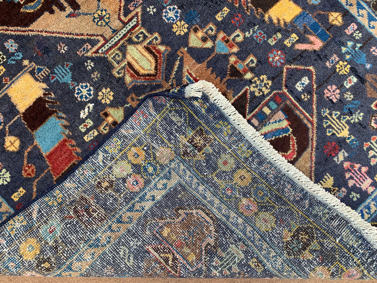 3x6 Ft Antique Afghan Rug, Hand Knotted floral Wool Rug, Low Pile Rug, Oriental Baluchi Rug, One of a kind Vintage Rug, Bedroom Hallway Rug.