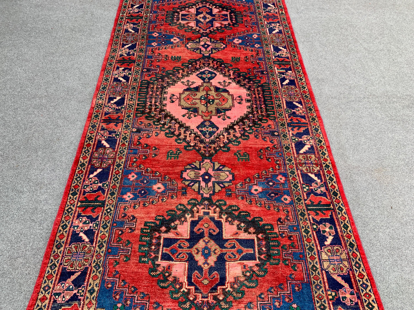 4x9 Ft Runner Rug, Afghan Hand Knotted Runner Rug, Geometric Runner Rug, Vintage Tribal Rug Oriental Runner Rug, Bedroom Hallway Runner Rug.