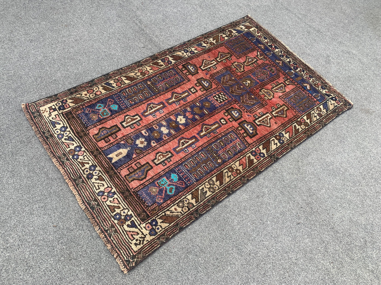 3x4 Ft Antique Rug, Pictorial Rug, Afghan Hand Knotted Rug, Oriental Wool Rug, Vintage Rug, Best for Kids Room Rug, Bedroom Rug, Office Rug.