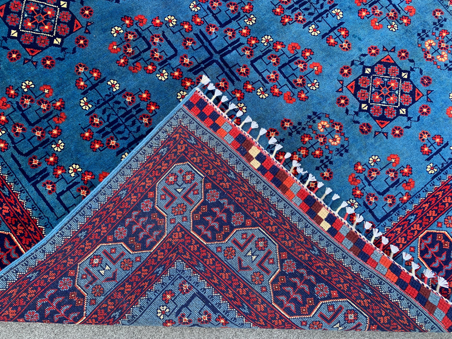 Amazing Bukhara Rug 5x8 Natural Handmade Afghan Rug, Fine Quality Rug, Good Pile Rug, Blue Red Rug, Best for Living Room Bedroom Office Rug,