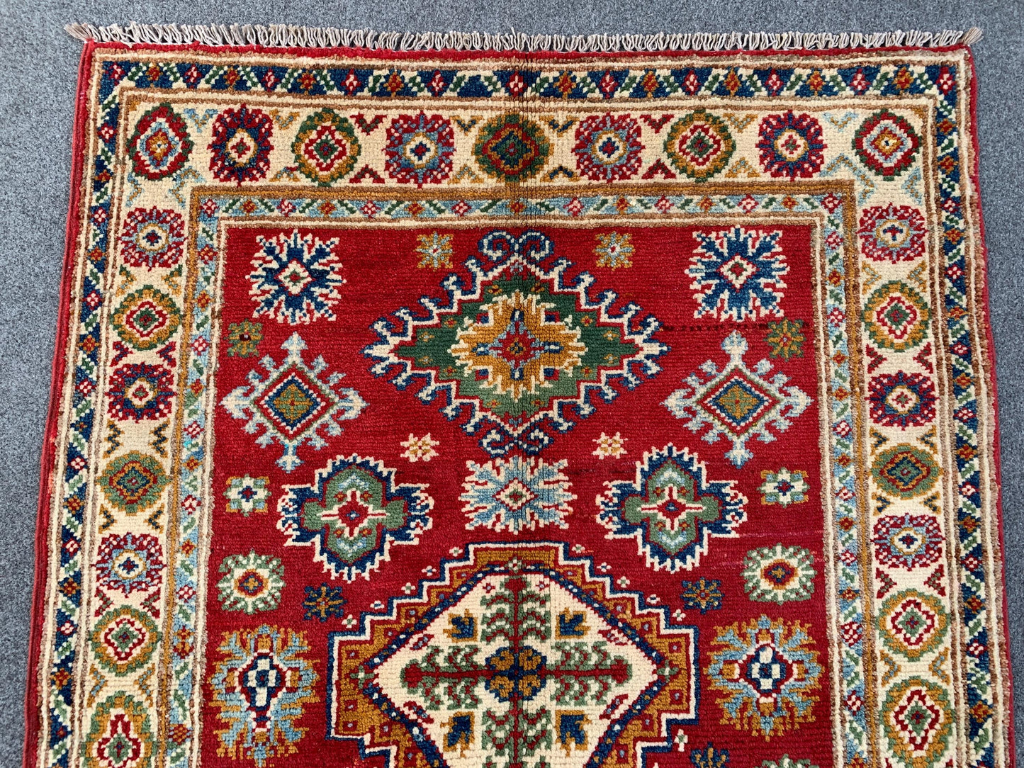 3x4 Vintage Kazak Rug, Afghan Handmade Rug, Geometric Area Rug, Oriental Wool Rug, Turkmen Tribal Rug, Rugs for Bedroom Kitchen Hallway Rug.
