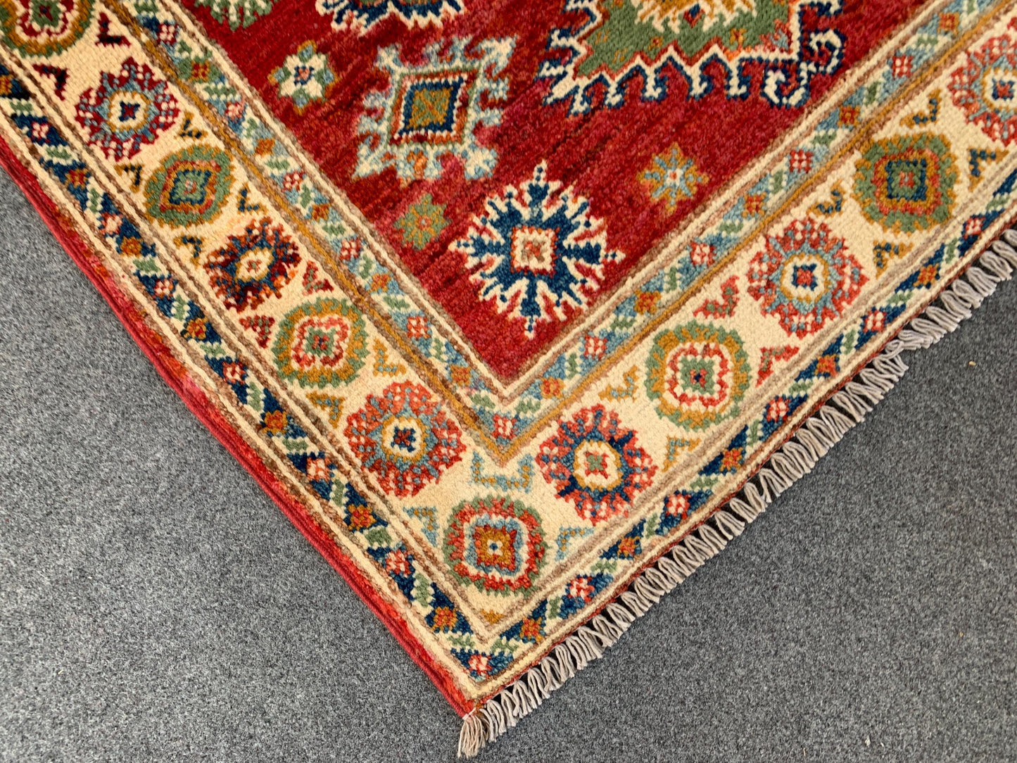 3x4 Vintage Kazak Rug, Afghan Handmade Rug, Geometric Area Rug, Oriental Wool Rug, Turkmen Tribal Rug, Rugs for Bedroom Kitchen Hallway Rug.