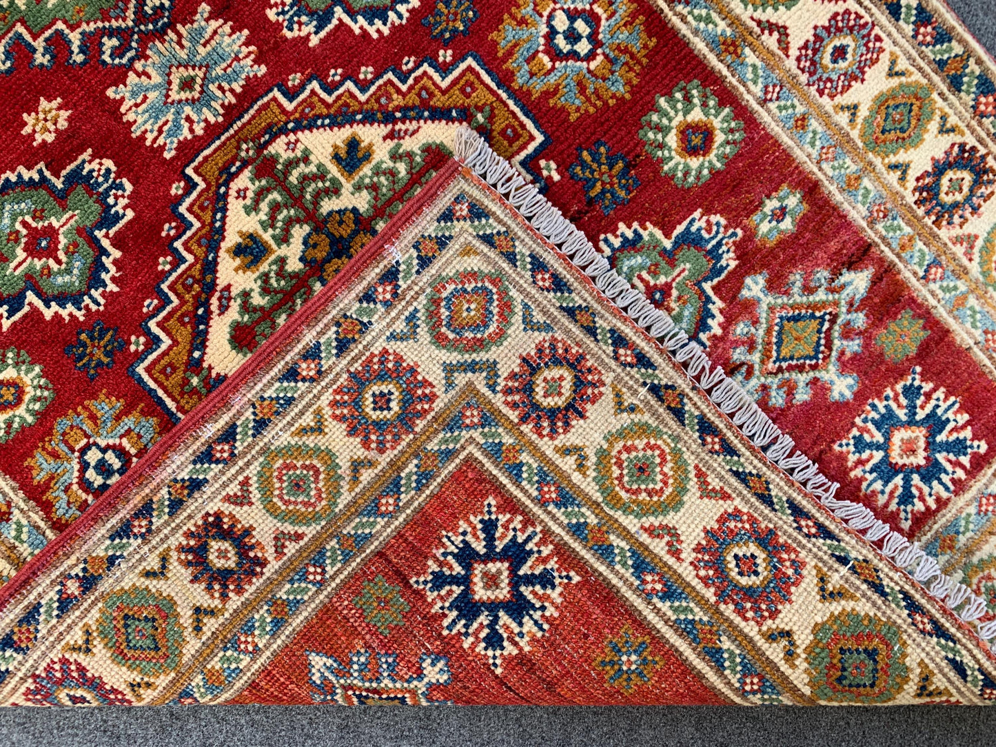 3x4 Vintage Kazak Rug, Afghan Handmade Rug, Geometric Area Rug, Oriental Wool Rug, Turkmen Tribal Rug, Rugs for Bedroom Kitchen Hallway Rug.