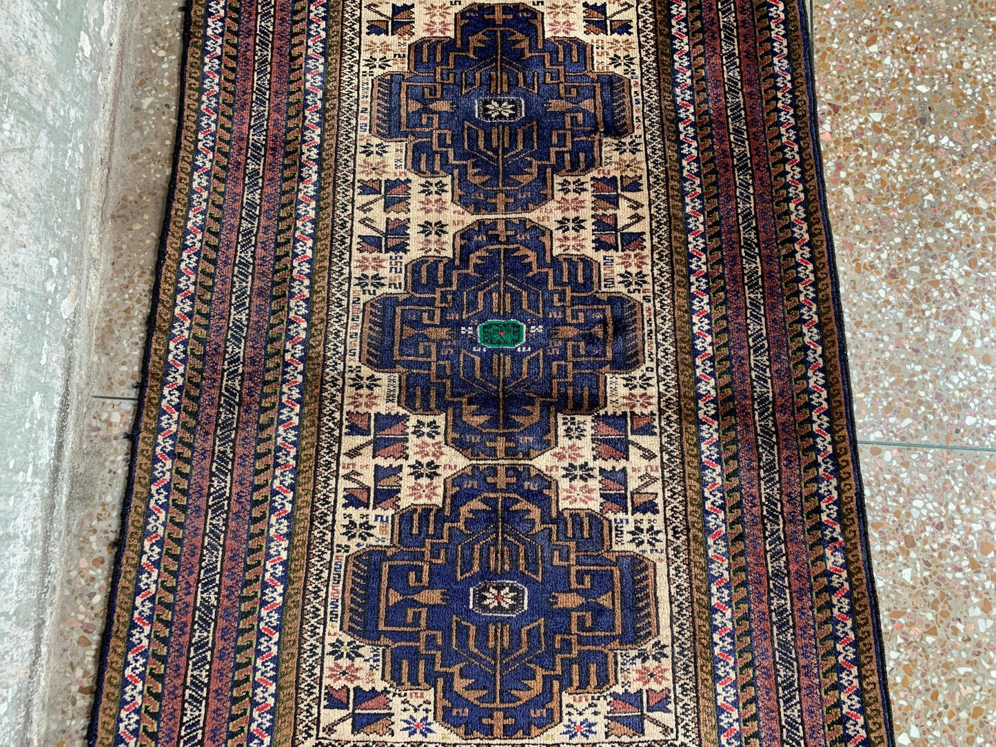 3x4 Ft Vintage Rug, Afghan Hand Knotted Rug, Geometric Area Rug, Baluchi Oriental Wool Rug, Best for Hallway Rug, Good Pile Rug, Bedroom Rug
