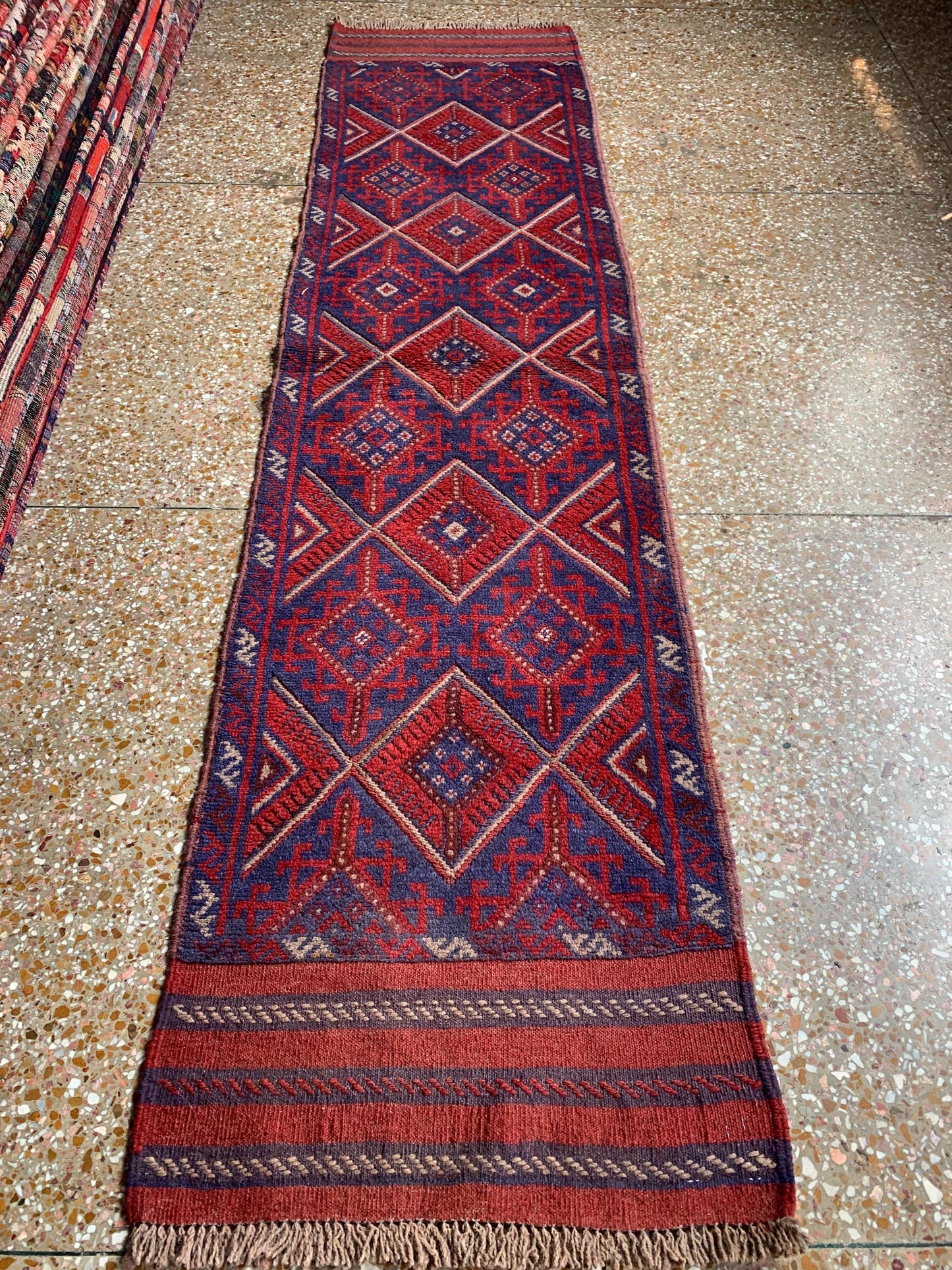 2x8 Ft Vintage Runner Rug, Afghan Hand Knotted Runner Rug, Mashwani Runner Rug, Geometric Area Rug, Oriental Wool Rug, Hallway Runner Rug.