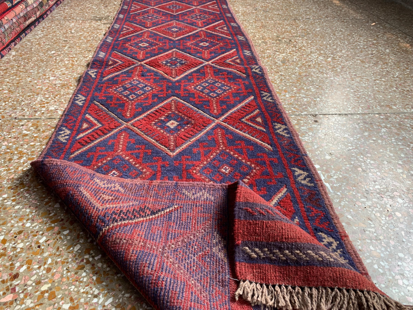 2x8 Ft Vintage Runner Rug, Afghan Hand Knotted Runner Rug, Mashwani Runner Rug, Geometric Area Rug, Oriental Wool Rug, Hallway Runner Rug.