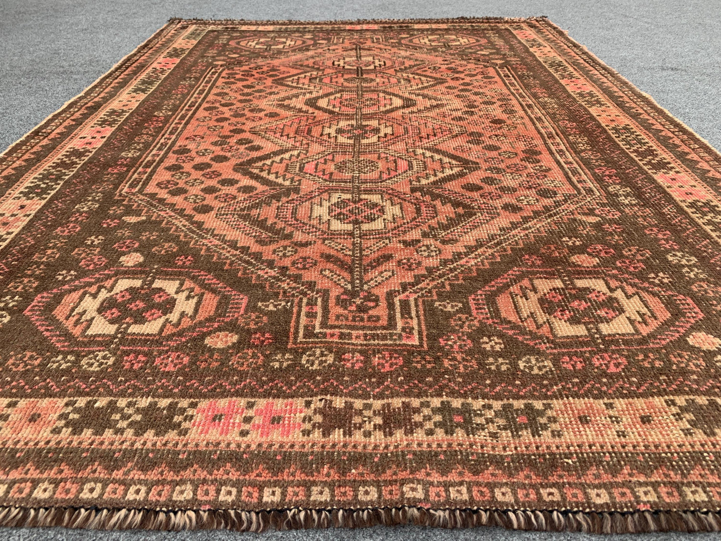 4x5 Ft Antique Caucasian Rug, Afghan Handmade Rug, Low Pile Rug, Oriental Vintage Rug, Turkmen Tribal Rug, Bedroom Rug, Kitchen Hallway Rug.