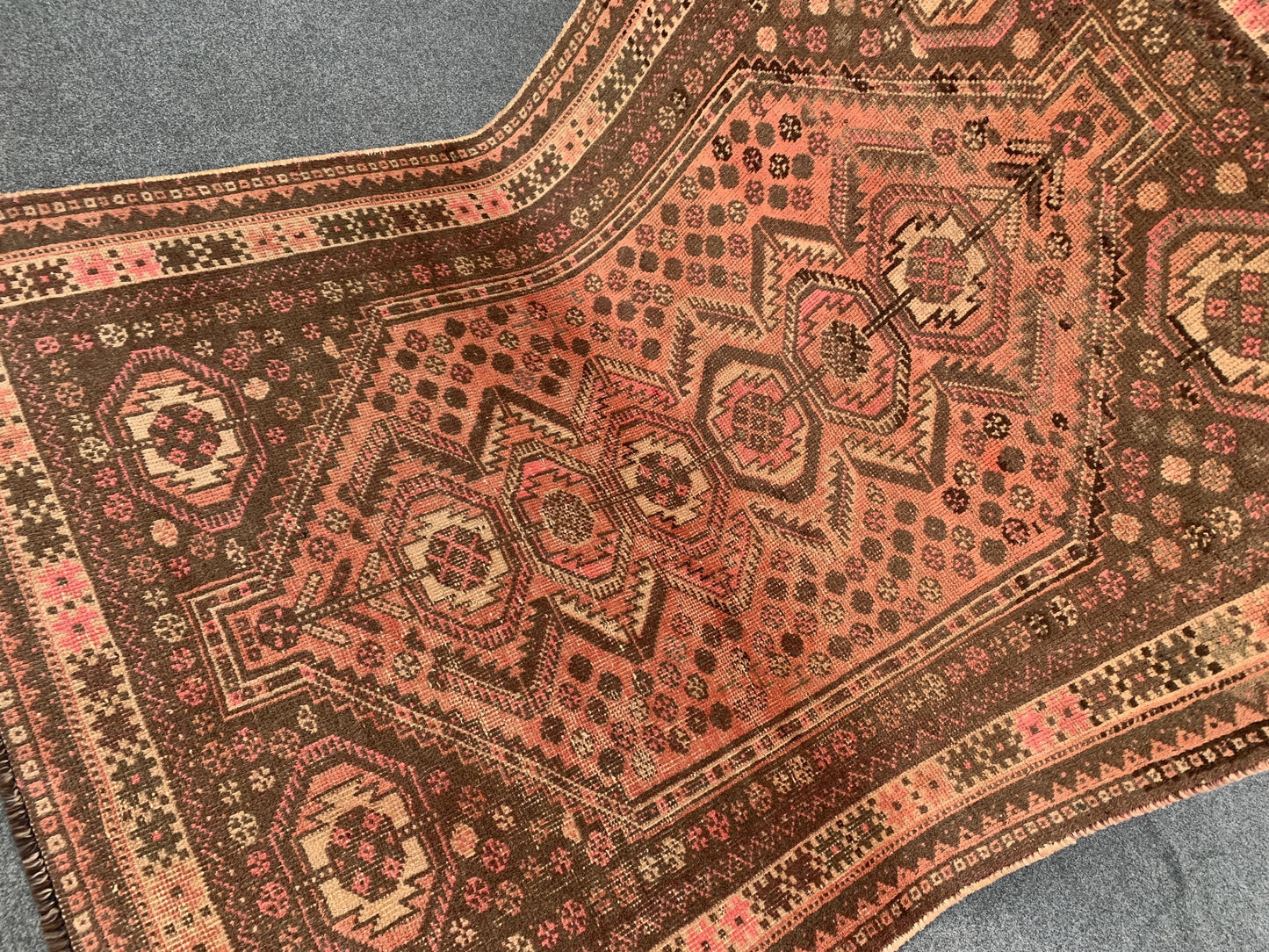 4x5 Ft Antique Caucasian Rug, Afghan Handmade Rug, Low Pile Rug, Oriental Vintage Rug, Turkmen Tribal Rug, Bedroom Rug, Kitchen Hallway Rug.