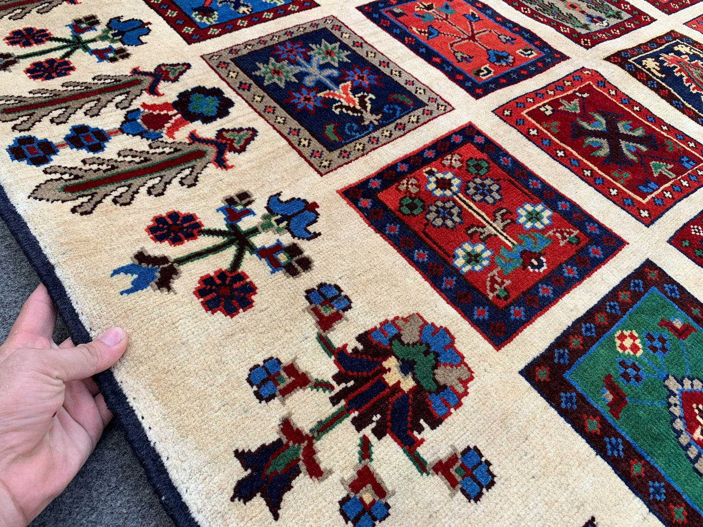5x6 Ft Amazing Afghan Rug, Natural Hand Knotted Rug, Checkered Floral design Rug, Good Pile Rug, Oriental Wool Rug, Bedroom Living Room Rug.
