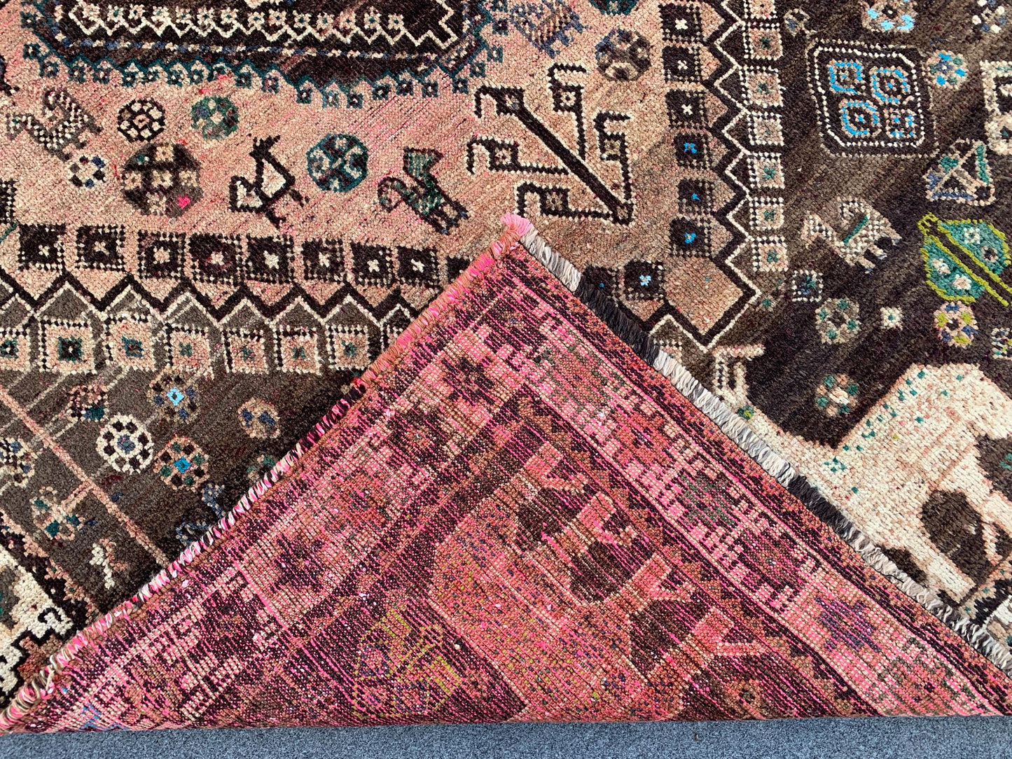 Antique Pictorial Animal Rug 5x8 Ft Caucasian design Rug, Hand knotted Vintage Rug, Oriental Afghan Rug, Turkmen Tribal Rug, Living Room Rug