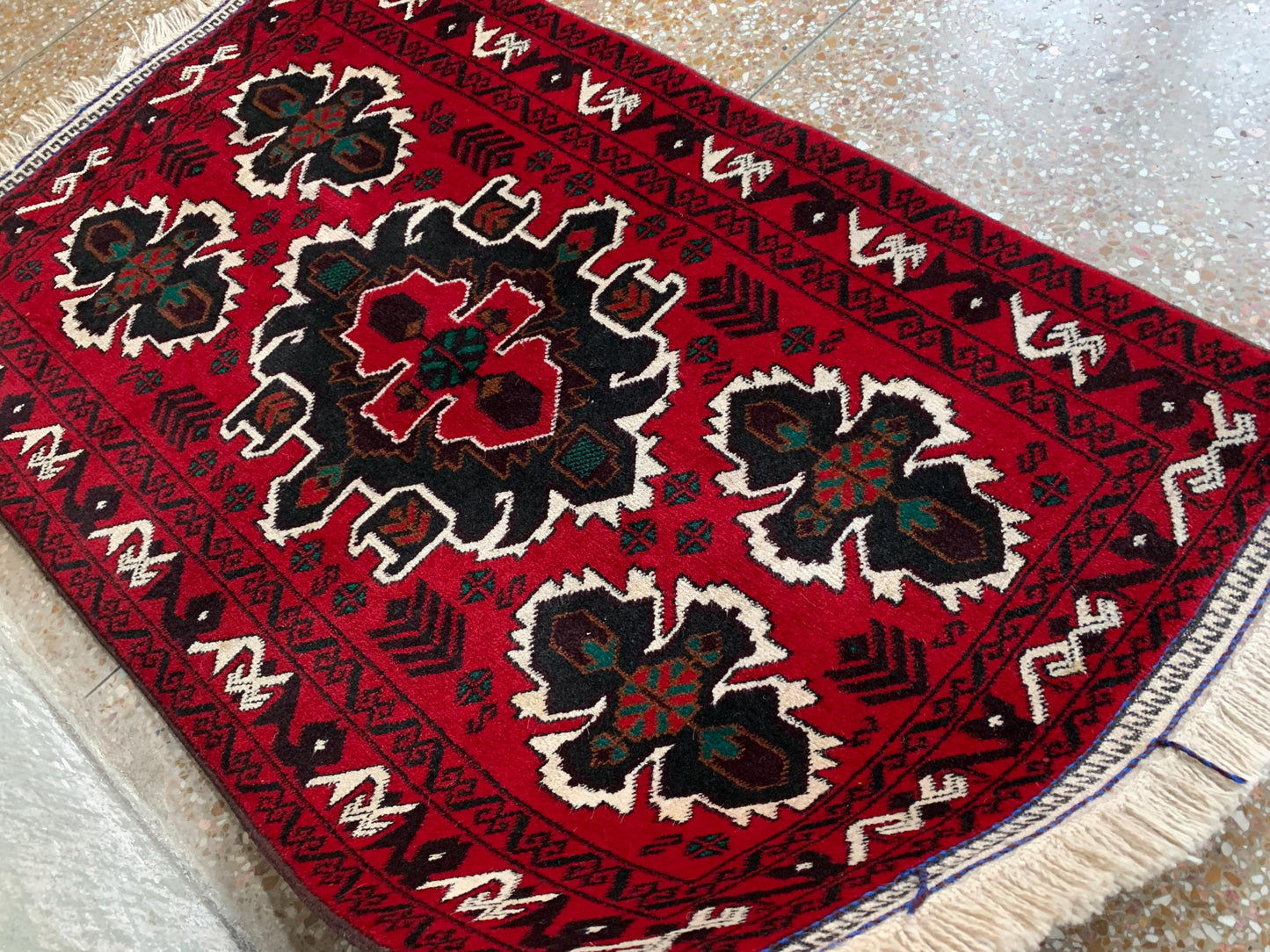3x5 Ft Vintage Rug, Afghan Handmade Wool Rug, Geometric Area Rug, Oriental Turkmen Rug, Antique Tribal Rug, Rugs for Bedroom Hallway Rug etc