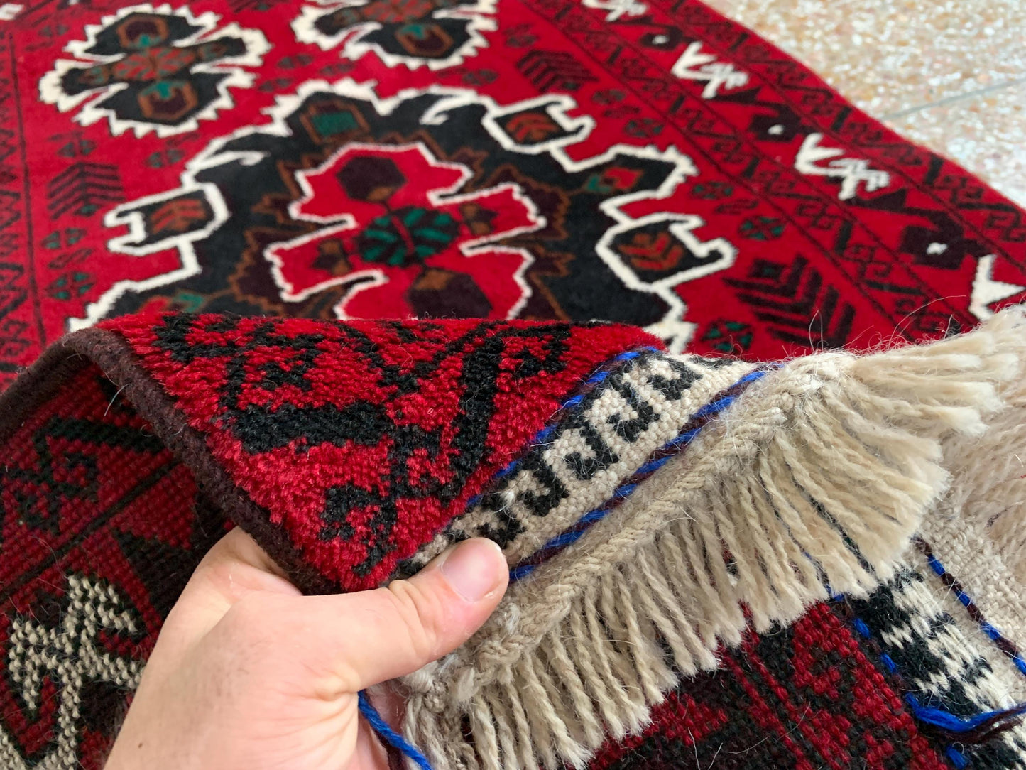 3x5 Ft Vintage Rug, Afghan Handmade Wool Rug, Geometric Area Rug, Oriental Turkmen Rug, Antique Tribal Rug, Rugs for Bedroom Hallway Rug etc