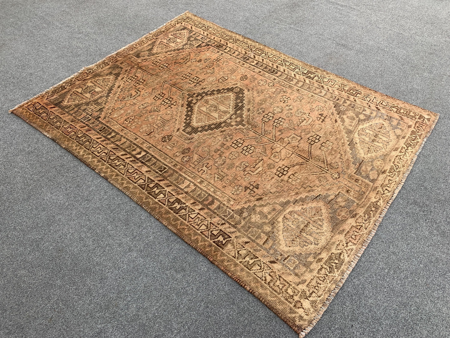 Antique Afghan Rug, 4x5 Ft Caucasian design Rug, Hand knotted Vintage Rug, Oriental Wool Rug, Tribal Area Rug, Rugs for Bedroom Hallway Rug.