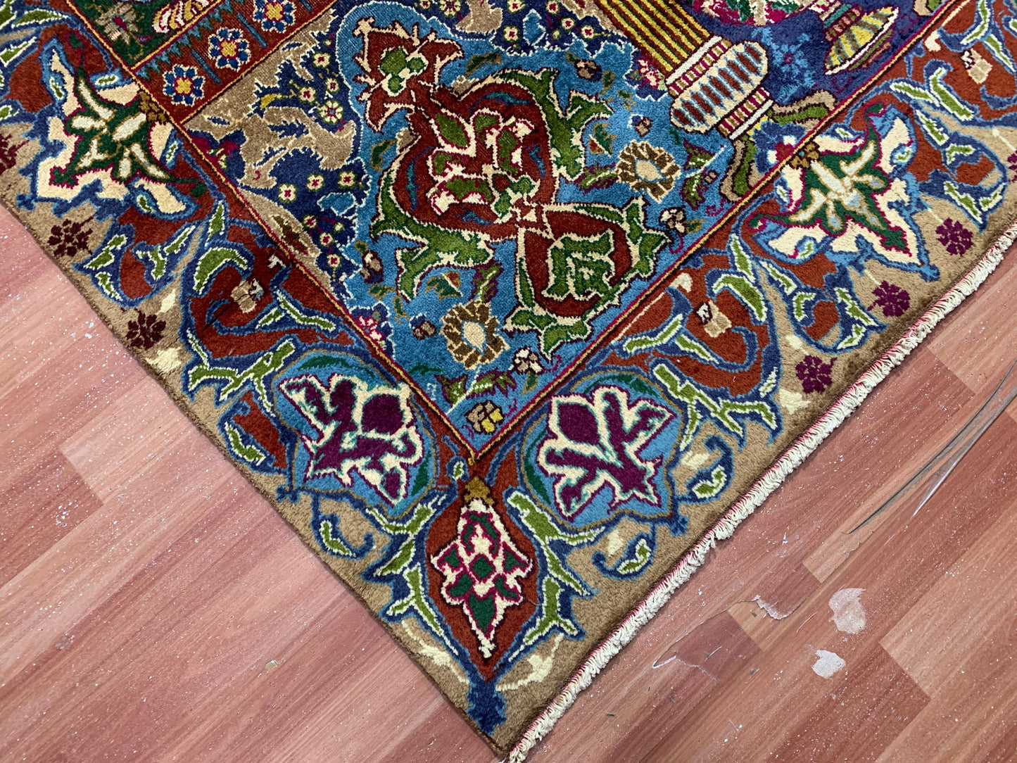9x12 Ft Antique Pictorial Animal Rug, Hand knotted Vintage Wool Rug, Home decor Rug, Afghan Oriental Rug, Dining Table Rug, Living Room Rug.