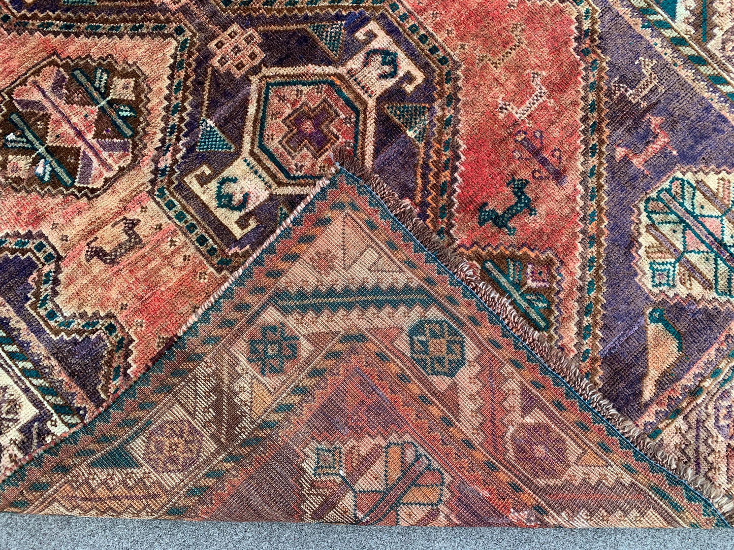 Vintage Rug 4x6 Ft Caucasian design Rug, Afghan Handmade Rug, Low Pile Rug, Oriental Wool Rug, Antique Tribal Rug, Bedroom Rug, Hallway Rug.