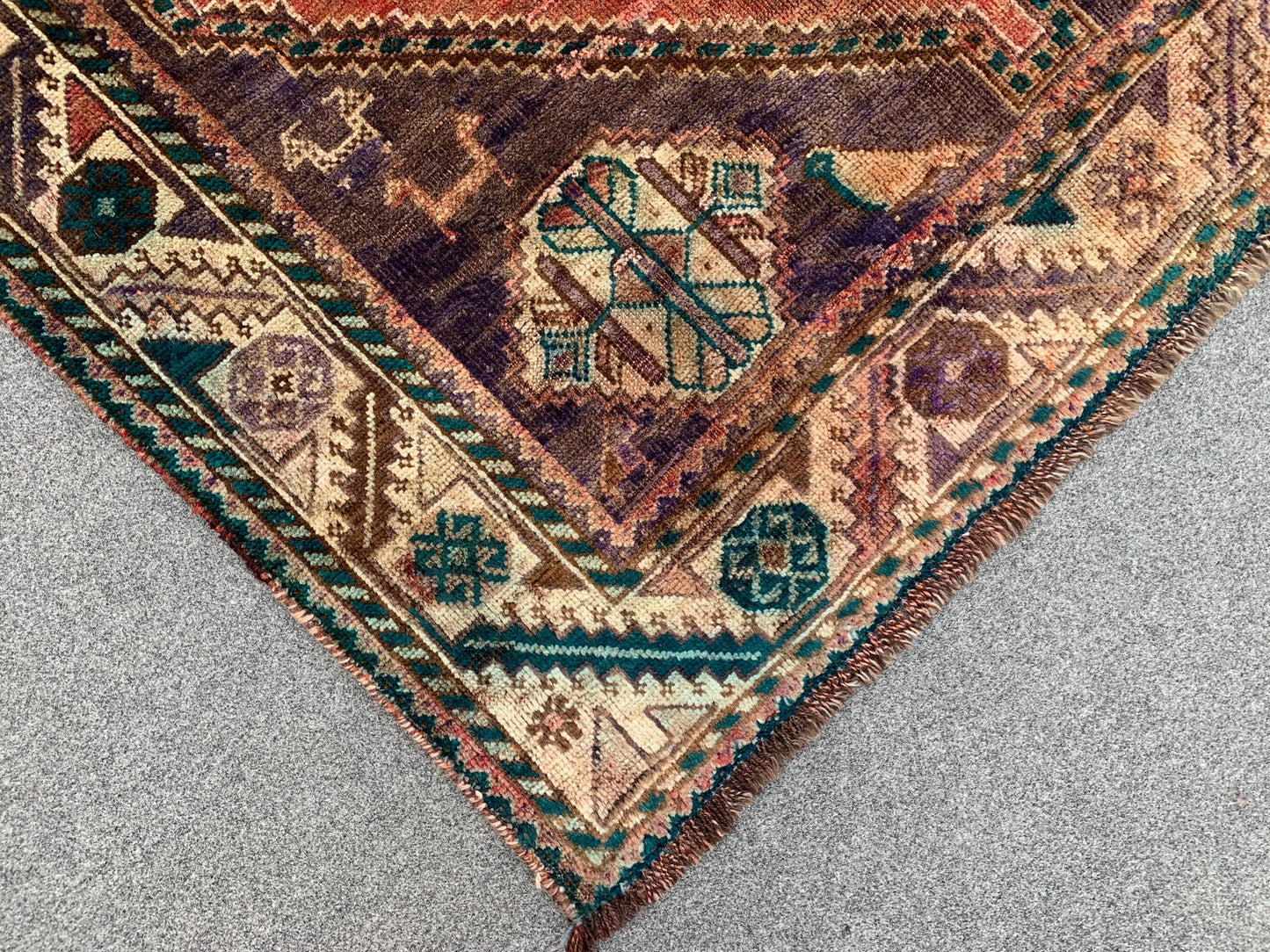 Vintage Rug 4x6 Ft Caucasian design Rug, Afghan Handmade Rug, Low Pile Rug, Oriental Wool Rug, Antique Tribal Rug, Bedroom Rug, Hallway Rug.
