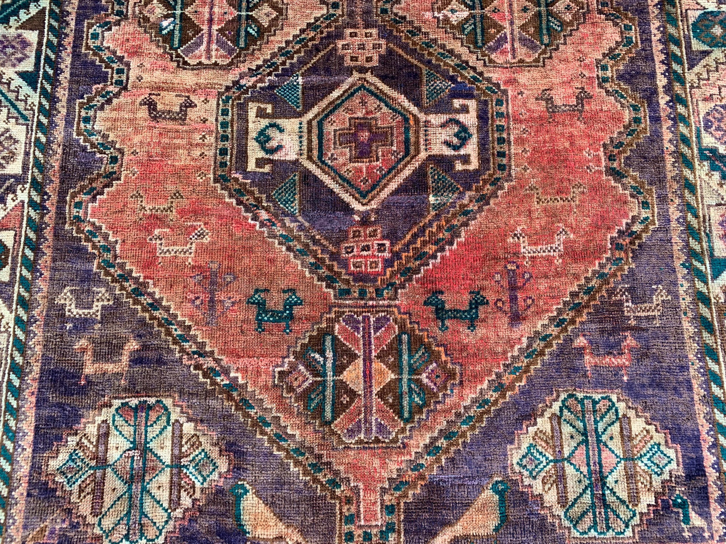 Vintage Rug 4x6 Ft Caucasian design Rug, Afghan Handmade Rug, Low Pile Rug, Oriental Wool Rug, Antique Tribal Rug, Bedroom Rug, Hallway Rug.