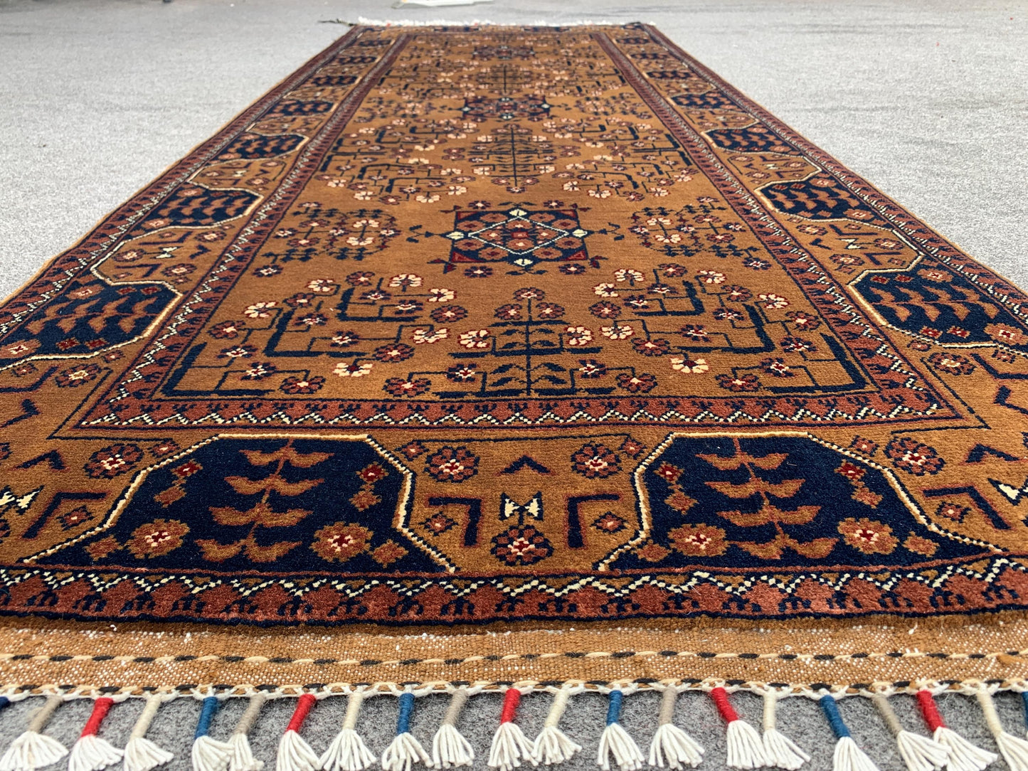 3x7 Bukhara Runner Rug, Natural Hand Knotted Runner Rug, Afghan Runner Rug, Oriental Turkmen Wool Rug, Rugs for Bedroom Hallway Kitchen Rug.