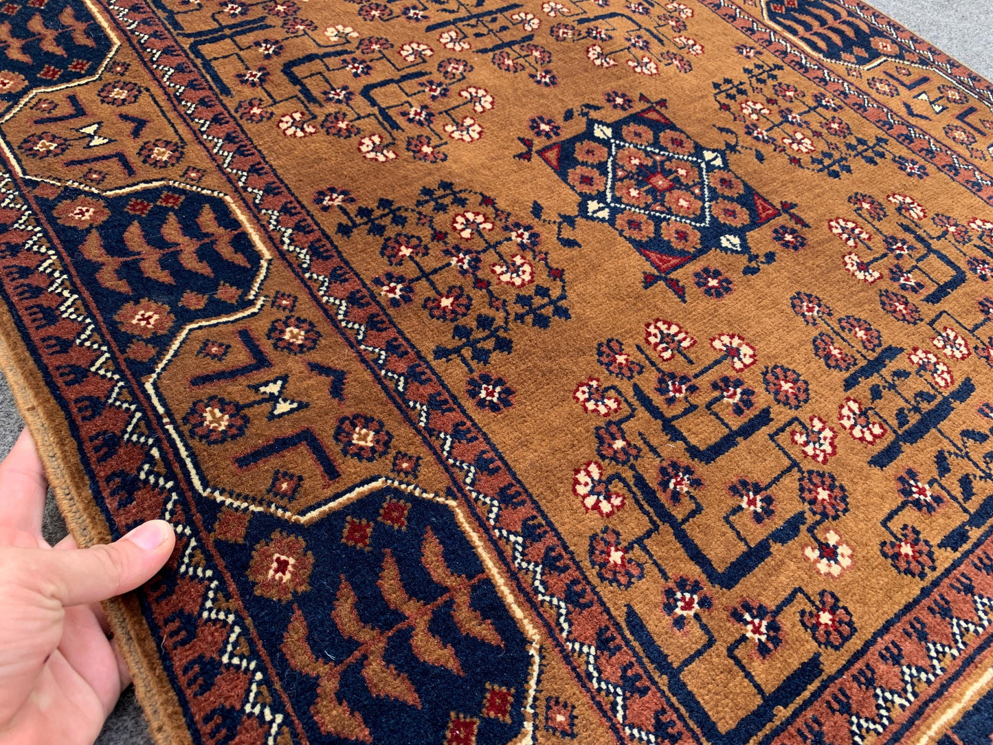 3x7 Bukhara Runner Rug, Natural Hand Knotted Runner Rug, Afghan Runner Rug, Oriental Turkmen Wool Rug, Rugs for Bedroom Hallway Kitchen Rug.