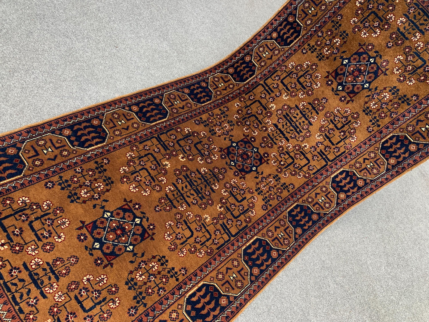 3x7 Bukhara Runner Rug, Natural Hand Knotted Runner Rug, Afghan Runner Rug, Oriental Turkmen Wool Rug, Rugs for Bedroom Hallway Kitchen Rug.