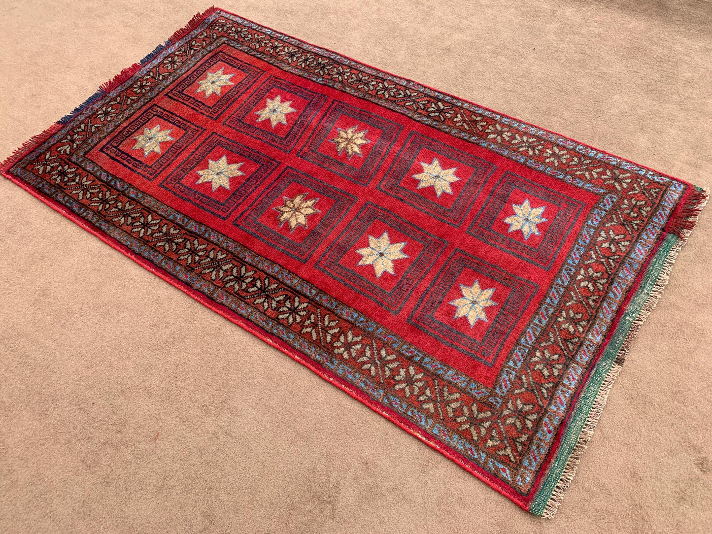 4x6 Ft Vintage Baluchi Rug, Afghan Hand Knotted Wool Rug, One of a kind Rug, Checkered design Rug, Oriental Rug, Bedroom Rug Hallway Rug etc